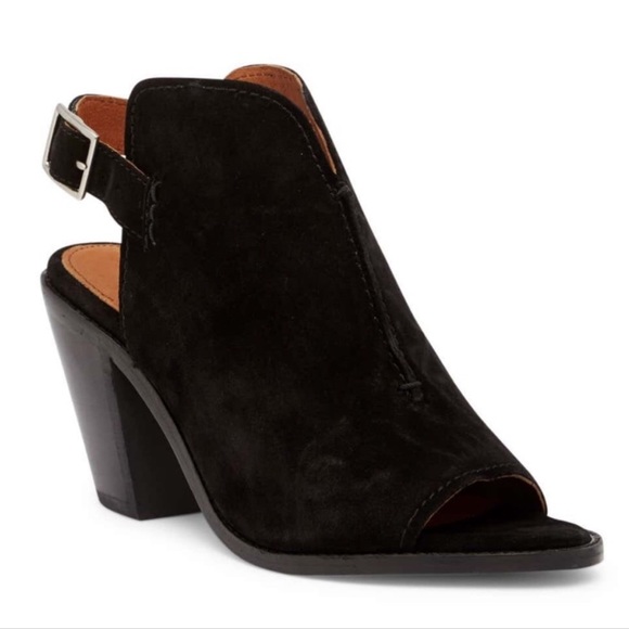 Frye Shoes - Frye “Courtney Sling” Suede Peeptoe Shootie Bootie